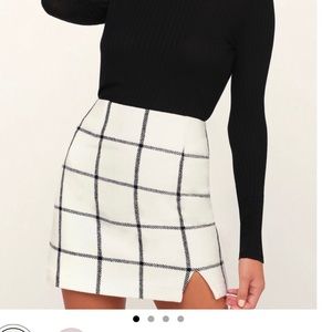 Lulus Spence White Plaid mini skirt NWT